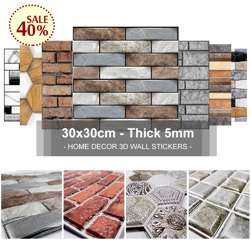 3D Wall Stickers 30x30cm Water and Oil Proof Not Fade wall papers Imitation Brick Tile Stone grain cobblestone for Home Decorate
3D Wall Stickers 30x30cm Water and Oil Proof Not Fade wall papers Imitation Brick Tile Stone grain cobblestone for Home Decorate
