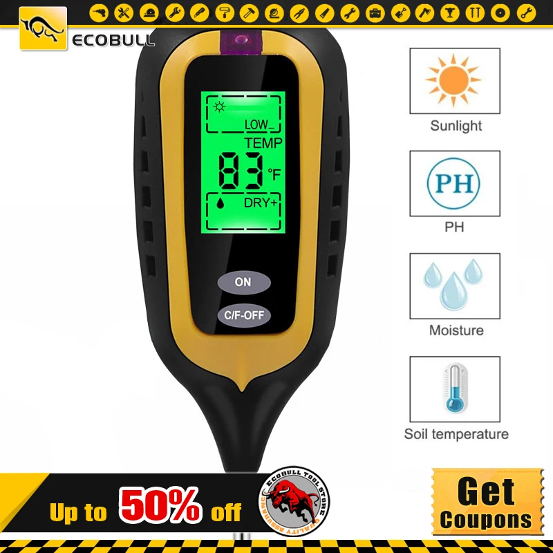 4 in1 Soil PH Moisture Meter Light Earth Plant Thermometer Temperature Sunlight Tester Gardening Farming Tool
4 in1 Soil PH Moisture Meter Light Earth Plant Thermometer Temperature Sunlight Tester Gardening Farming Tool