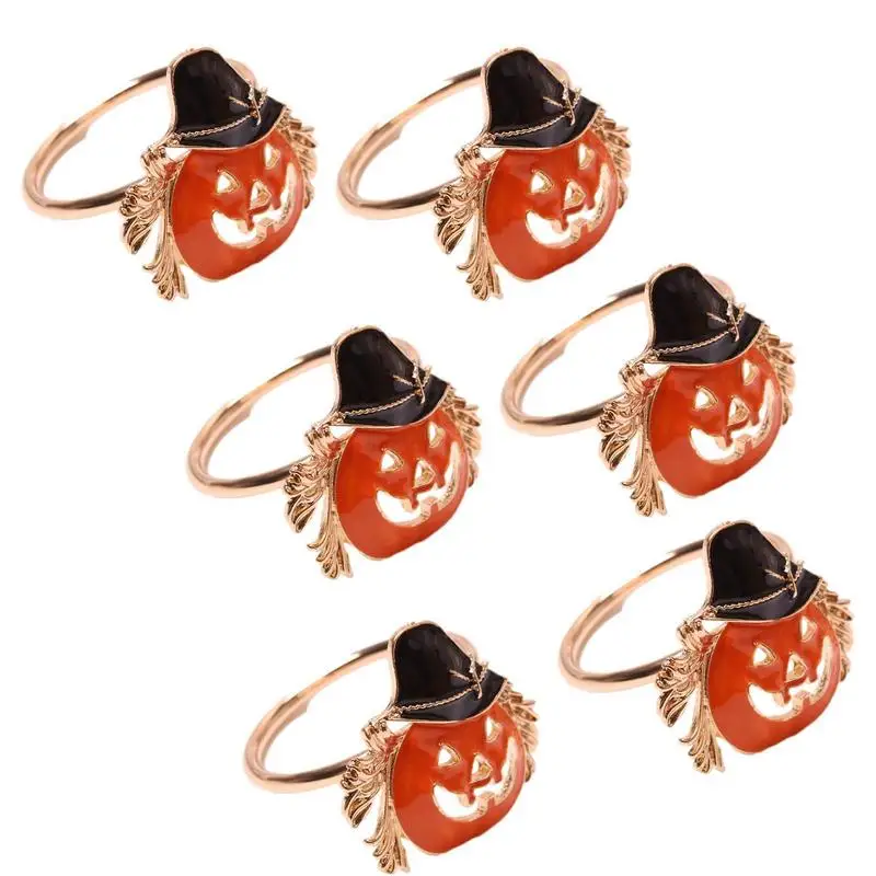 

6PCS Halloween Pumpkin Napkin Rings Pumpkin Napkin Holders Fall Napkin Ring Holder For Halloween Holidays Weddings Party