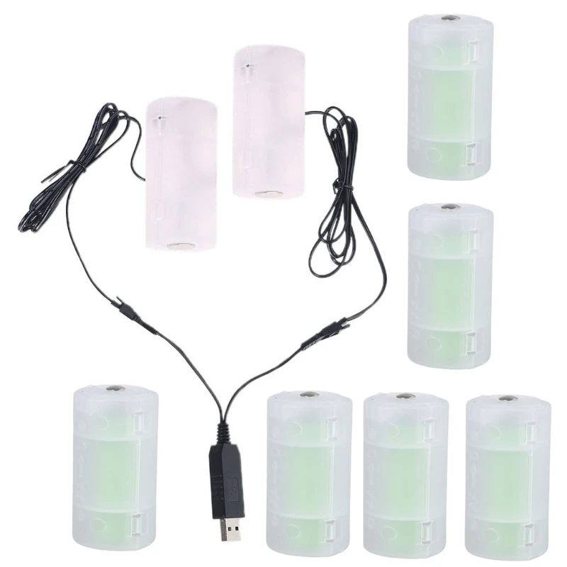 

Universal 1.1m USB to 1.5V 3V 4.5V 6V D Cell Battery Eliminate Cable for Lamp Toy flashlights as Water Heater and more