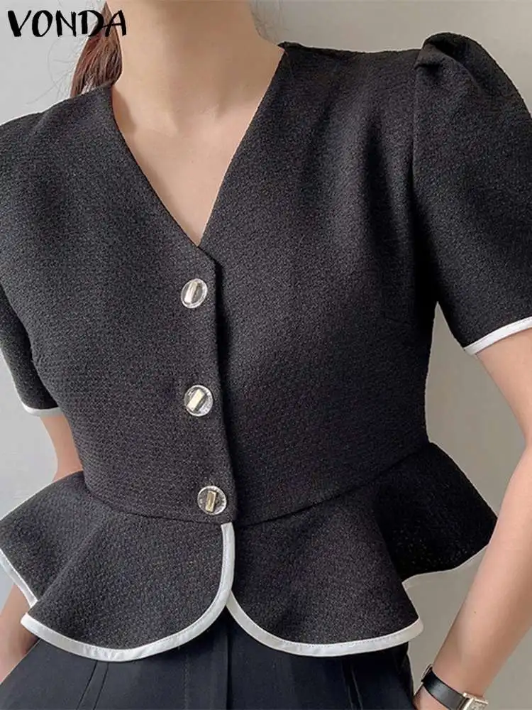 VONDA Elegant Summer Tops 2023 Sexy V-neck Shirts Women Short Sleeve Casual Solid Color Blouse Ruffled Party Blusas Femininas
VONDA Elegant Summer Tops 2023 Sexy V-neck Shirts Women Short Sleeve Casual Solid Color Blouse Ruffled Party Blusas Femininas