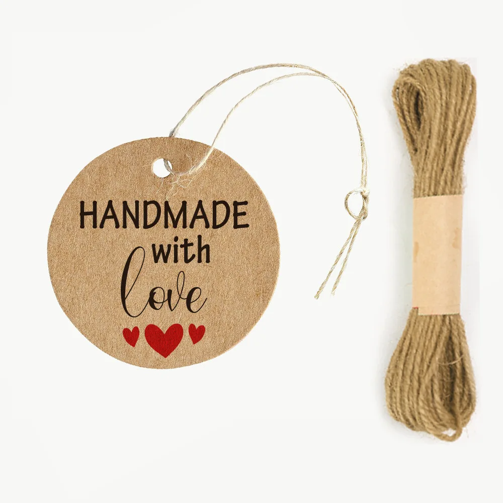 

50pcs Round Thank You For your Order Tag Kraft Paper Handmade Hang Tags Party Favors Gift Labels Wedding decor DIY Crafts