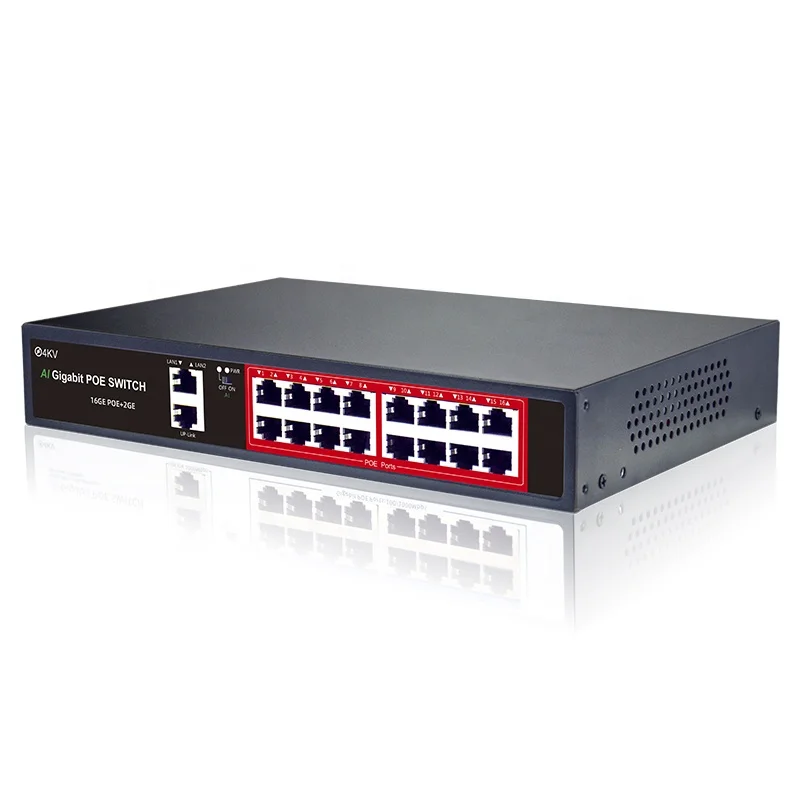 OEM/ODM 16 Gigabit poe port with 2 Gigabit Uplink Gigabit PoE Switch ,240W Built-in Power802.3af/at Compliant,
OEM/ODM 16 Gigabit poe port with 2 Gigabit Uplink Gigabit PoE Switch ,240W Built-in Power802.3af/at Compliant,