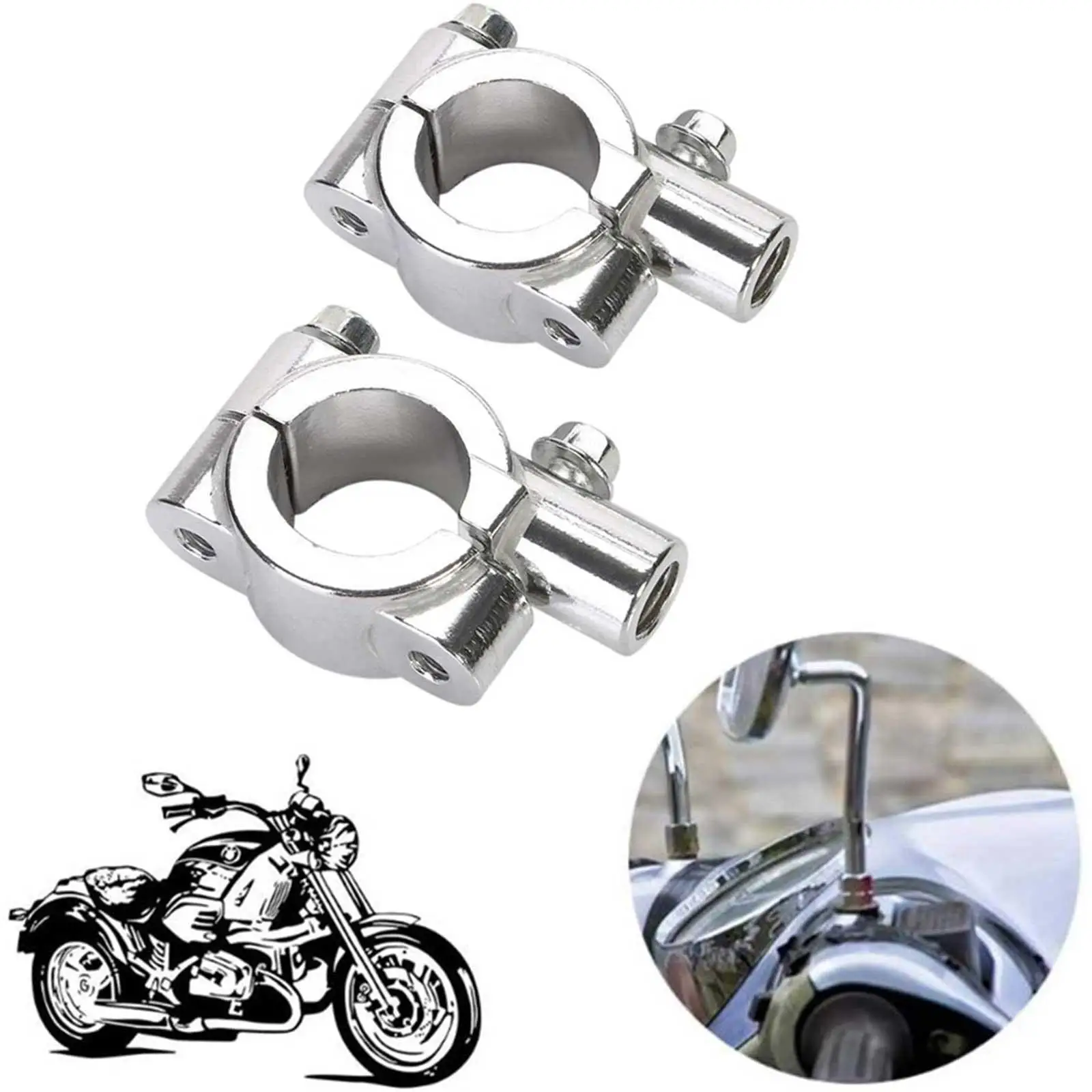 

M8 M10 Motorcycle Rearview Handlebar Mirror Mount Holder 10mm Clamp 8mm 10mm 22mm Adapter 25mm Base Y1K0