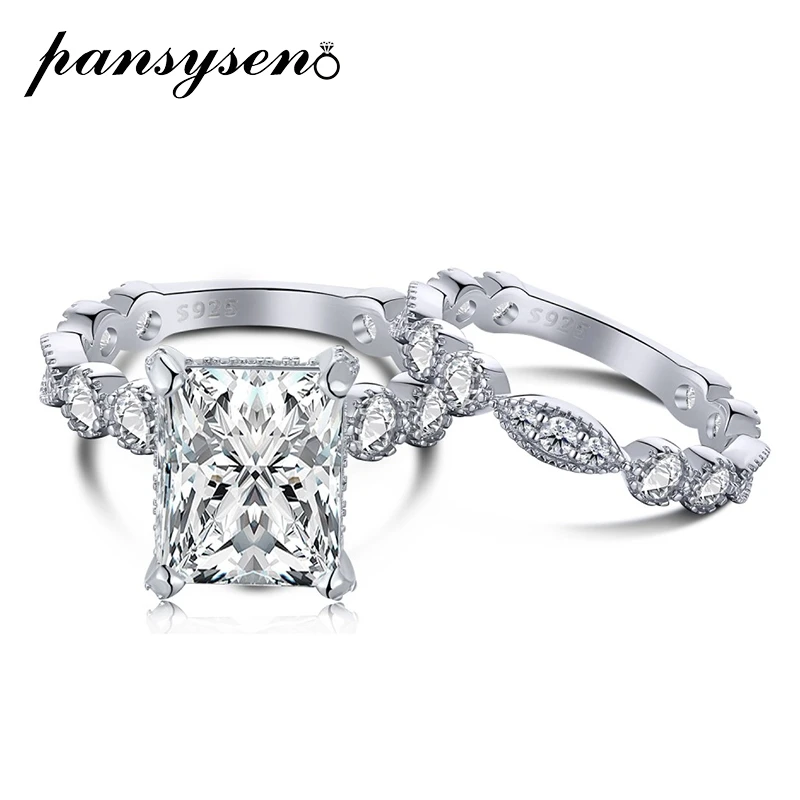 PANSYSEN Luxury 925 Sterling Silver Radiant Cut High Carbon Diamond Wedding Engagement Proposal Ring for Women Men Fine Jewelry
PANSYSEN Luxury 925 Sterling Silver Radiant Cut High Carbon Diamond Wedding Engagement Proposal Ring for Women Men Fine Jewelry