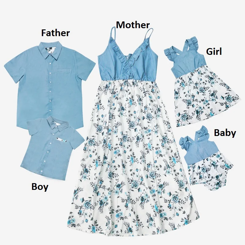 Summer Family Matching Outfits Flower Mother Daughter Dresses Denim Father Son Cotton Blouses Mommy and Me Clothes Baby Romper
Summer Family Matching Outfits Flower Mother Daughter Dresses Denim Father Son Cotton Blouses Mommy and Me Clothes Baby Romper