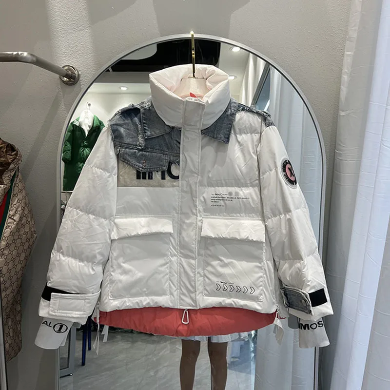 2023 Women New Fashion Shiny Denim Stitching Down Jacket Winter Ladies Street Warm Jacket Long Sleeve Casual Coat Clothes
2023 Women New Fashion Shiny Denim Stitching Down Jacket Winter Ladies Street Warm Jacket Long Sleeve Casual Coat Clothes
