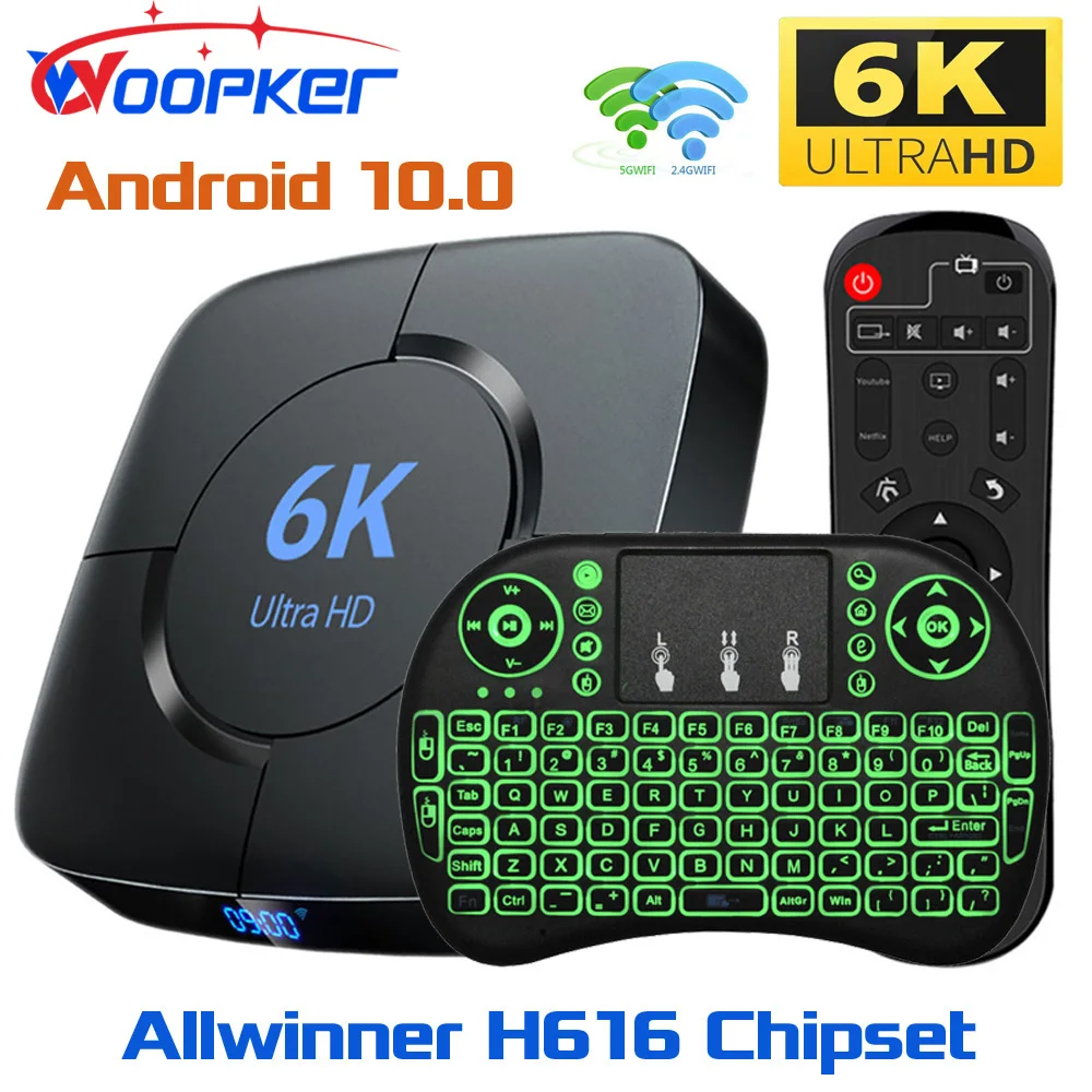 Woopker Android 10.0 Smart TV Box 6K 3D 2.4G&5G Wifi Voice Assistant 4GB RAM 32G 64G Set Box with H616 Chipset
Woopker Android 10.0 Smart TV Box 6K 3D 2.4G&5G Wifi Voice Assistant 4GB RAM 32G 64G Set Box with H616 Chipset
