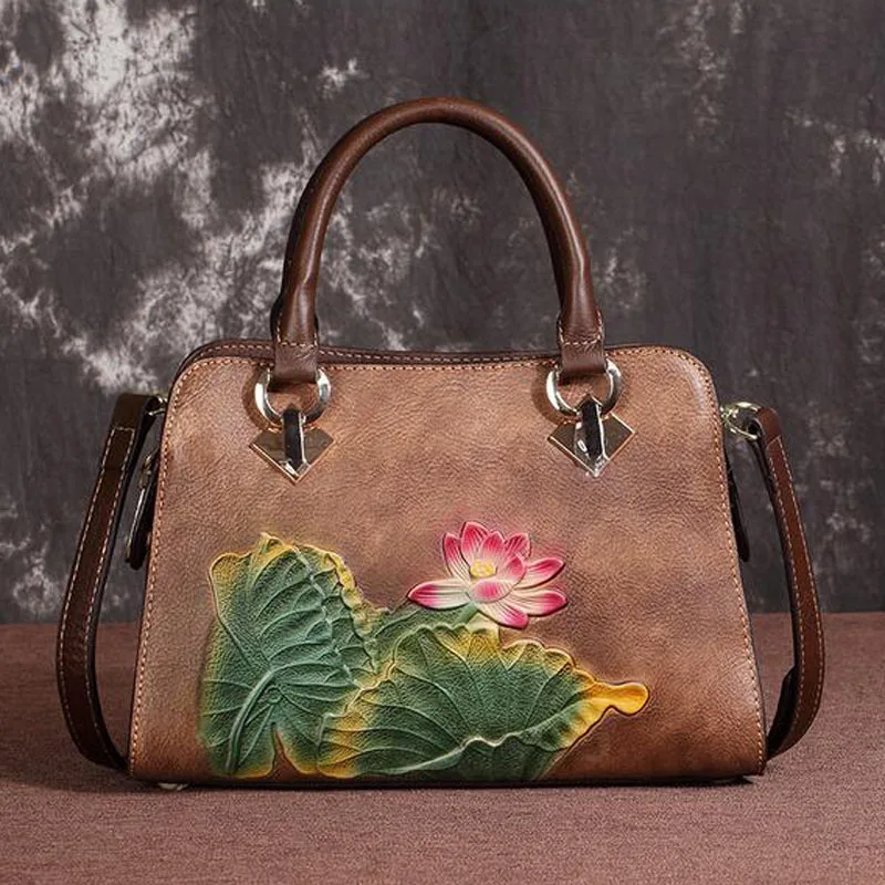 High Quality Women Shoulder Crossbody Tote Bags Lotus Pattern Floral Embossed Retro Handbag Genuine Leather Messenger Bag
High Quality Women Shoulder Crossbody Tote Bags Lotus Pattern Floral Embossed Retro Handbag Genuine Leather Messenger Bag