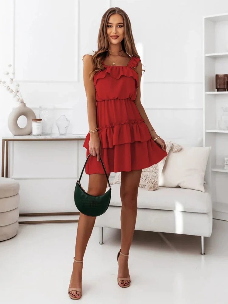 Summer Elegant Ruffle Splic Sling Mini Dresses For Women 2022 Fashion Sleeveless Sexy Off Shoulder Black Casual Dress Robe Femme
Summer Elegant Ruffle Splic Sling Mini Dresses For Women 2022 Fashion Sleeveless Sexy Off Shoulder Black Casual Dress Robe Femme