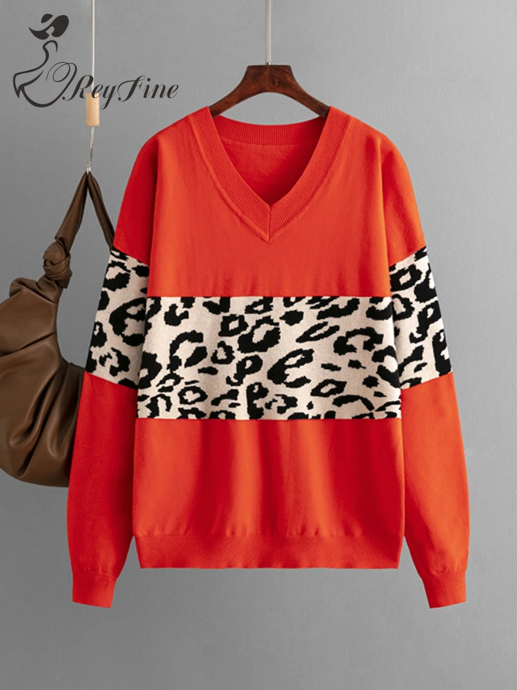 Зимний женский свитер с леопардовым принтом, винтажные Повседневные пуловеры с V-образным вырезом, топы с длинным рукавом, Осенние вязаные свитера оверсайз для женщин
Зимний женский свитер с леопардовым принтом, винтажные Повседневные пуловеры с V-образным вырезом, топы с длинным рукавом, Осенние вязаные свитера оверсайз для женщин