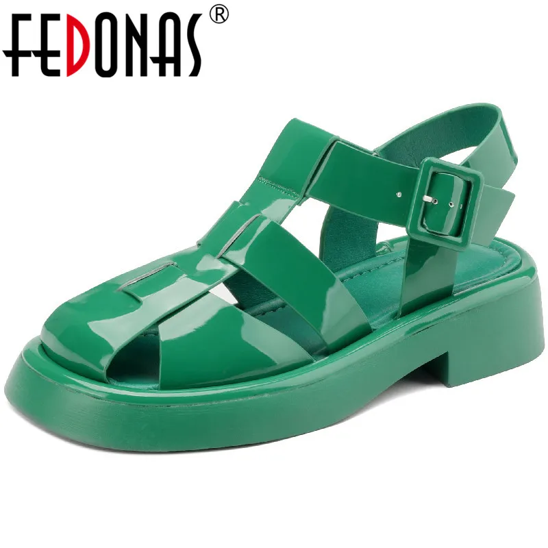 

FEDONAS/женские босоножки; Коллекция 2023 года; Летние сандалии-гладиаторы в стиле ретро; Обувь из натуральной кожи на толстом каблуке; Женская повседневная обувь на платформе для работы