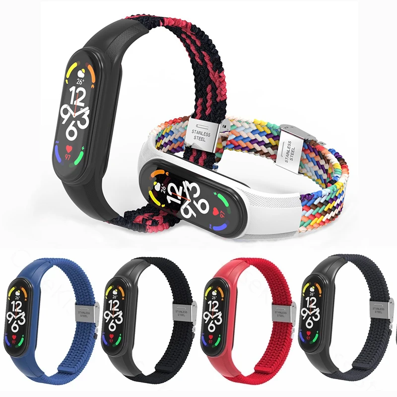 Strap for Mi band 7 6 5 4 Elastic adjustable Nylon Braided Correa Wristband Bracelet for Xiaomi MiBand 7 6 5 Watchband 
Strap for Mi band 7 6 5 4 Elastic adjustable Nylon Braided Correa Wristband Bracelet for Xiaomi MiBand 7 6 5 Watchband
