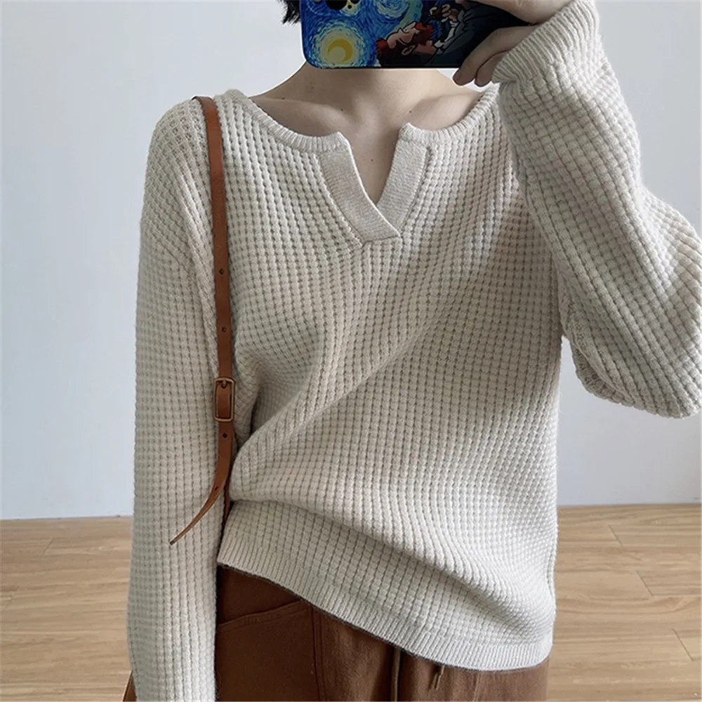 V-neck Women's Sweater Retro Loose Lazy Style Knitted Sweater New Japan Korean Teen Clothes Casual Autumn Spring 2022 Top
V-neck Women's Sweater Retro Loose Lazy Style Knitted Sweater New Japan Korean Teen Clothes Casual Autumn Spring 2022 Top