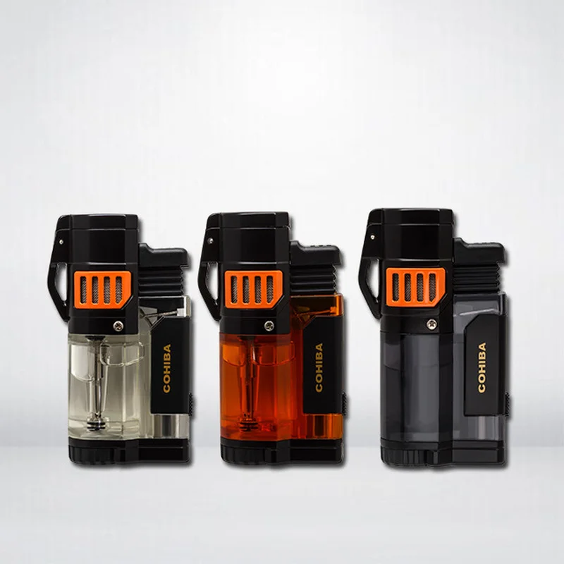 COHIBA Cigar Lighter Refillable Butane Gas 3 Torch Jet Flame Windproof Cigarette Smoking Lighter with Cutter Punch
COHIBA Cigar Lighter Refillable Butane Gas 3 Torch Jet Flame Windproof Cigarette Smoking Lighter with Cutter Punch
