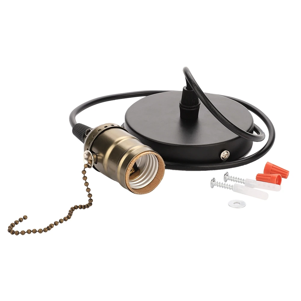 E27 Vintage Pendant Light Holder with Pull Chain Switch Lamp Base Ceiling Mounted (Bronze) Light
E27 Vintage Pendant Light Holder with Pull Chain Switch Lamp Base Ceiling Mounted (Bronze) Light