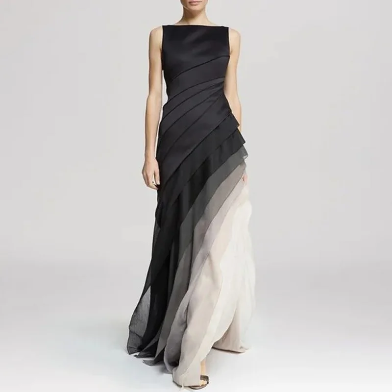 Party Dress Lady Chic Sleeveless Pleated Long Dress Elegant High Waist Evening Maxi Dress Women Fashion Gradient Patchwork Black
Party Dress Lady Chic Sleeveless Pleated Long Dress Elegant High Waist Evening Maxi Dress Women Fashion Gradient Patchwork Black