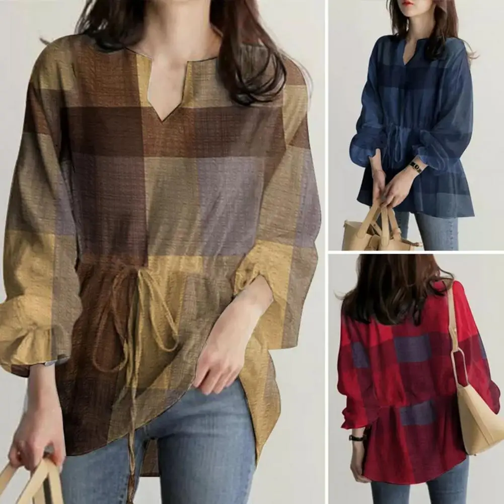 Женская блузка с V-образным вырезом, длинным рукавом и воланом
Женская блузка с V-образным вырезом, длинным рукавом и воланом