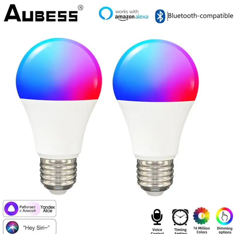 7W Bluetooth-compatible Smart LED Light Bulb E27 LED Intelligent Dimmable Night Lamp For Alexa Google Home Alice Echo For Home
7W Bluetooth-compatible Smart LED Light Bulb E27 LED Intelligent Dimmable Night Lamp For Alexa Google Home Alice Echo For Home
