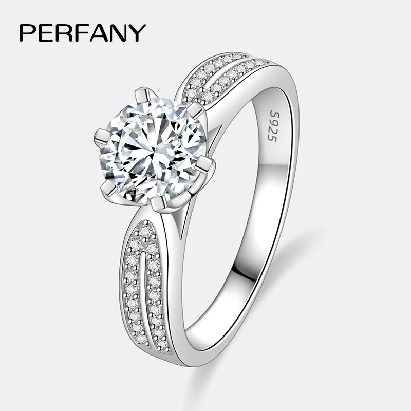 PERFANY 0 5-2 карата кольцо с муассанитом для женщин S925 чистое серебро лабораторное GRA