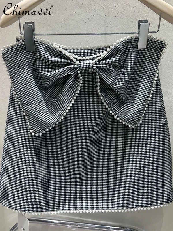 2022 Summer Clothes New European Fashion Commuter Slimming All-Match Pearl Trim A- Line Skirts Graceful Bow Split Short Skirt
2022 Summer Clothes New European Fashion Commuter Slimming All-Match Pearl Trim A- Line Skirts Graceful Bow Split Short Skirt