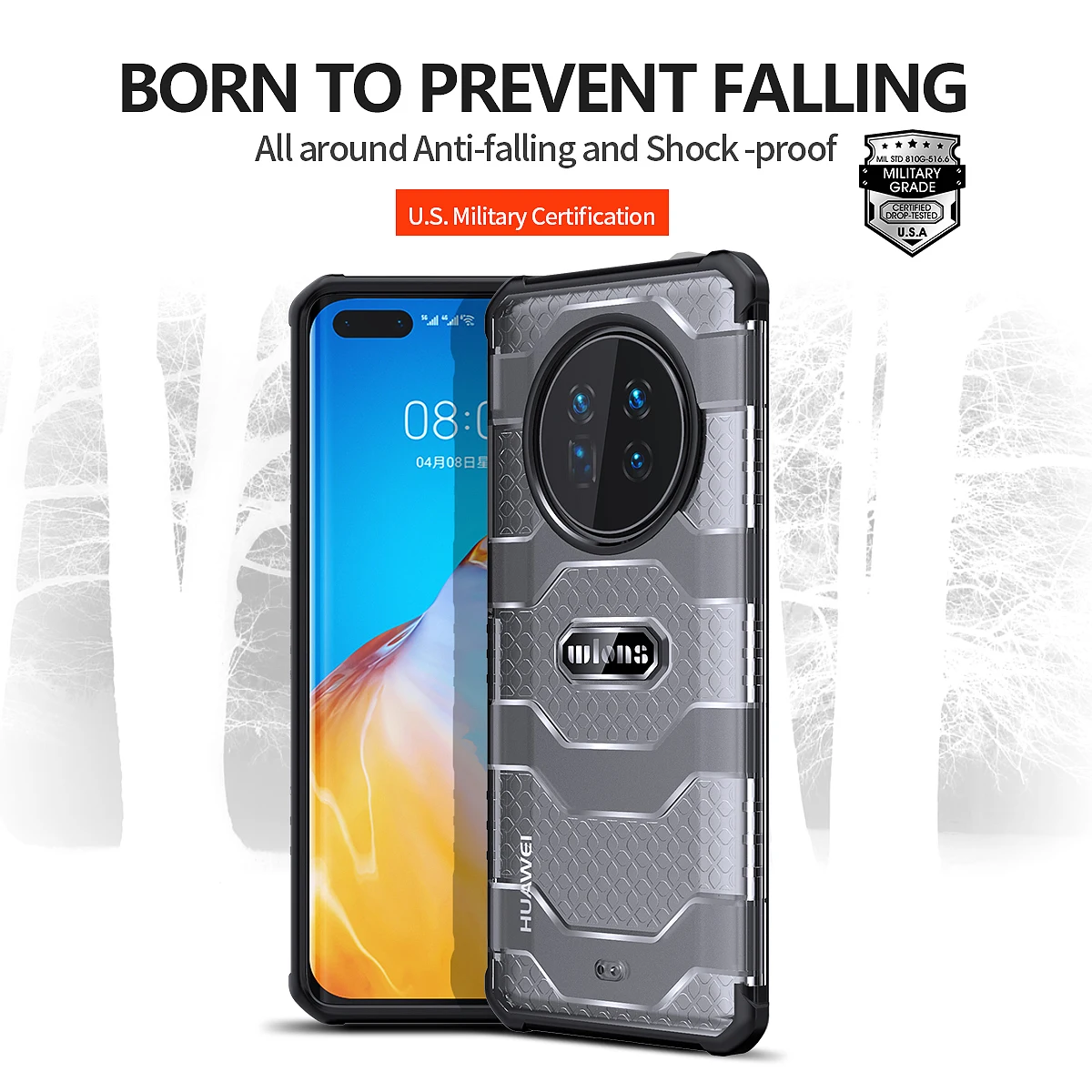 

Wlons Military Rugged Armor Case for Huawei P40 Pro Plus P50 Mate 40 40e 30 30e Pro 5G Drop-tested Protection Back Cover