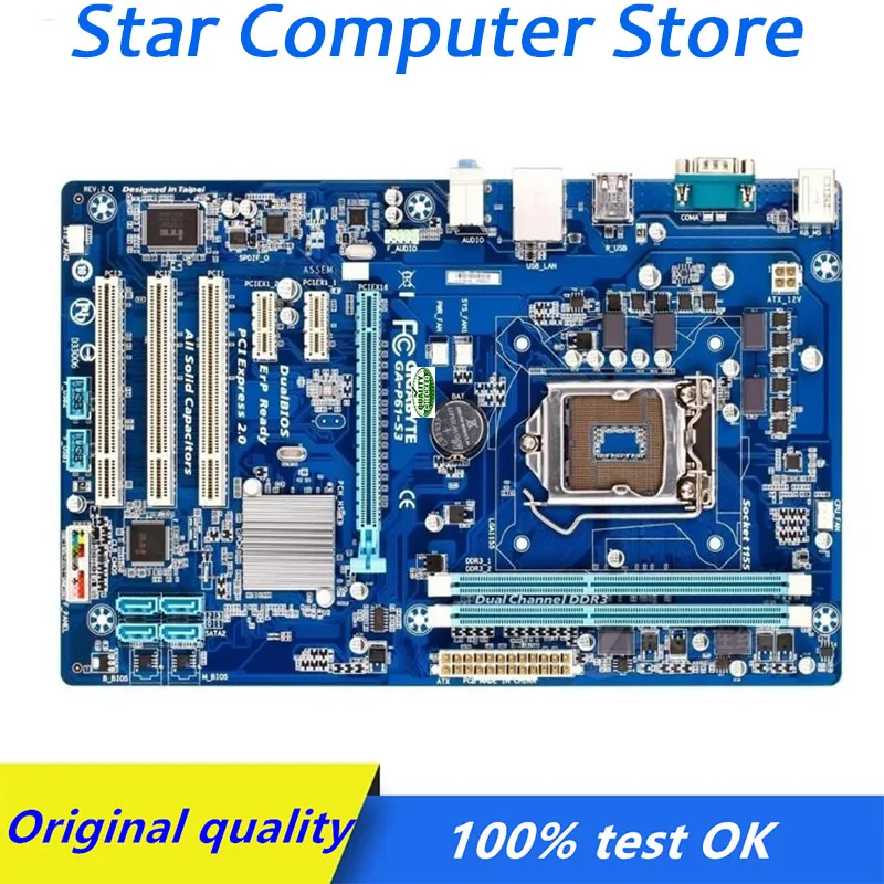 For Gigabyte GA-P61-S3 P61-S3 Computer USB2.0 SATA2 Motherboard LGA 1155 DDR3 H61 H61M Desktop Mainboard Used
For Gigabyte GA-P61-S3 P61-S3 Computer USB2.0 SATA2 Motherboard LGA 1155 DDR3 H61 H61M Desktop Mainboard Used