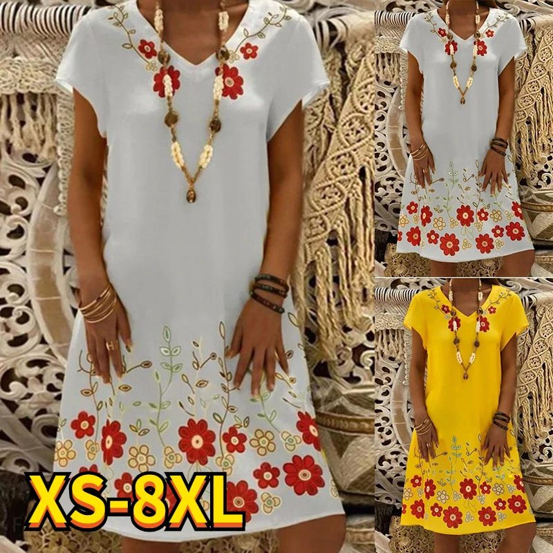 2022 Summer Elegant Women's Floral Theme Printed Painting V Neck Casual Fashional Dress Knee Length Dress New 8XL
2022 Summer Elegant Women's Floral Theme Printed Painting V Neck Casual Fashional Dress Knee Length Dress New 8XL