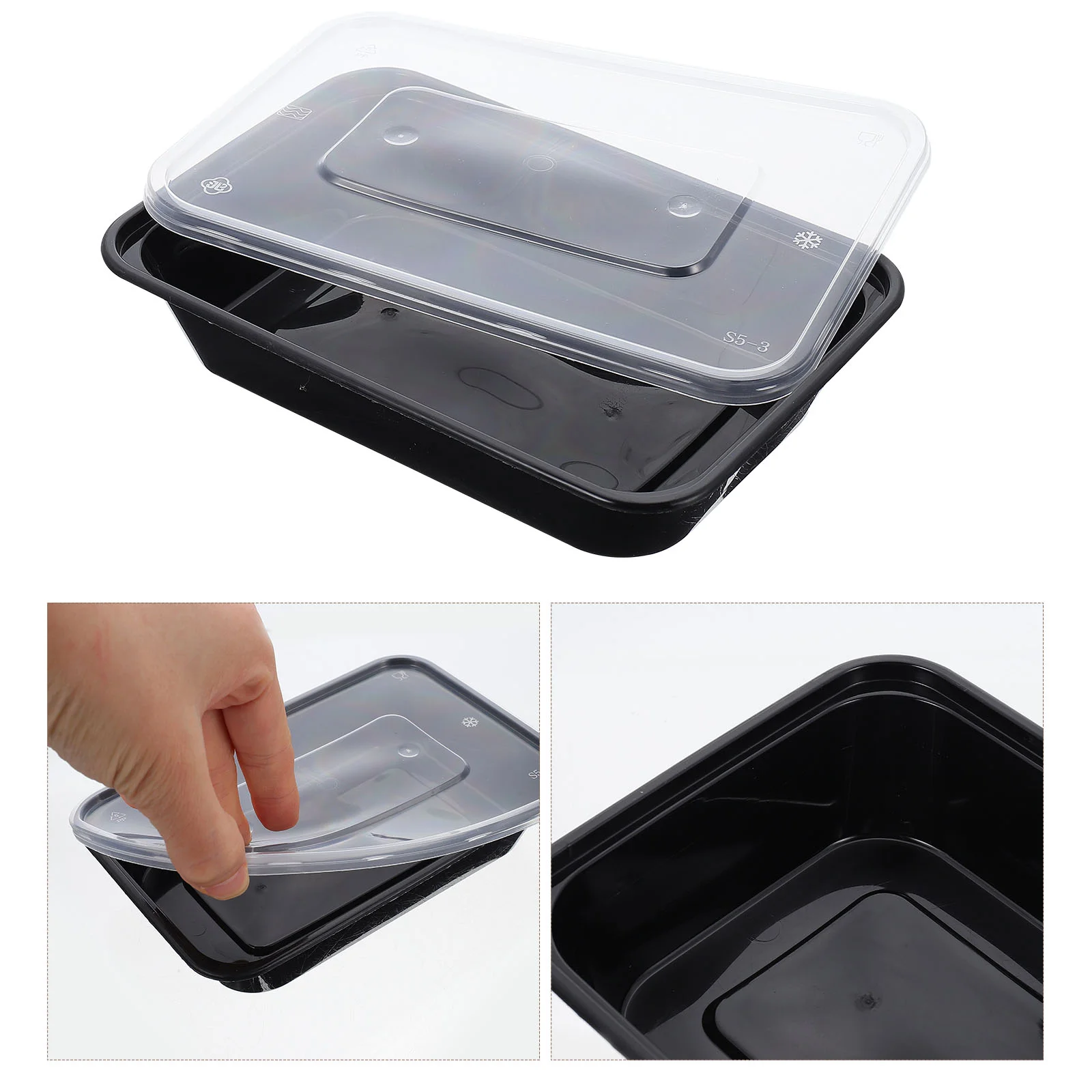 

50 Pcs Disposable Lunch Box Food Container Lid Takeaway Containers Lids Plastic Holders Clear Meal prep Deli with