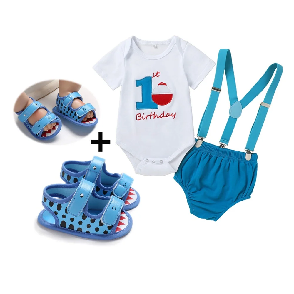 

set 1t Birthday Outfit for Baby Boy Cake mah Photograph ummer Cotton Romper upender hort