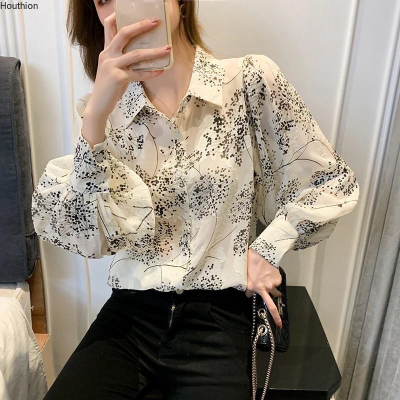 Summer New Women's Blouses Polo Shirt Printed Chiffon Casual Fashion Loose Long Sleeve Top Houthion
Summer New Women's Blouses Polo Shirt Printed Chiffon Casual Fashion Loose Long Sleeve Top Houthion