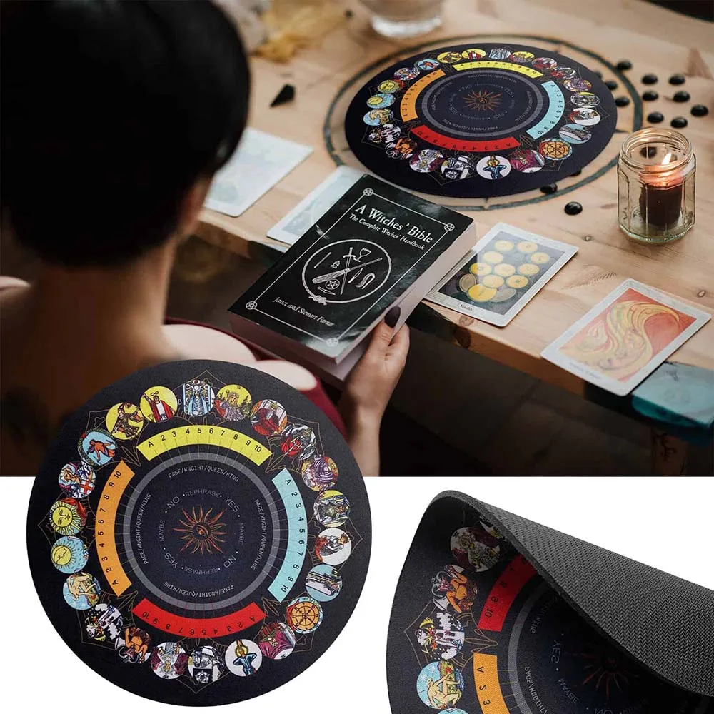 Rubber Pendulum Divining Mat Tarot Table Cloth Altar Tarot Round Table Pad Divination Wicca for Spiritual Healing Balance 22cm
Rubber Pendulum Divining Mat Tarot Table Cloth Altar Tarot Round Table Pad Divination Wicca for Spiritual Healing Balance 22cm