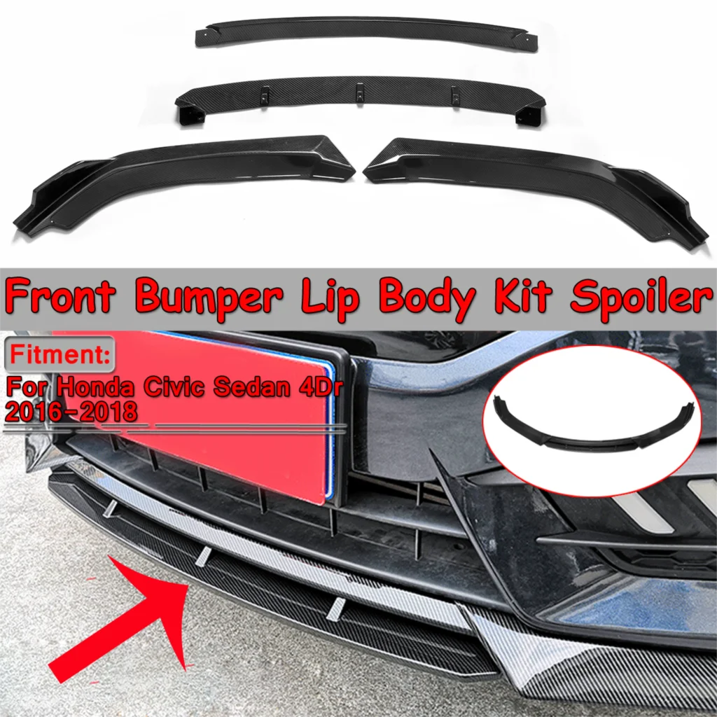 Hot 4pcs Car Front Bumper Lip Splitter Diffuser Lip Body Kit Spoiler Bumpers Protector For Honda For Civic Sedan 4Dr 2016-2018
Hot 4pcs Car Front Bumper Lip Splitter Diffuser Lip Body Kit Spoiler Bumpers Protector For Honda For Civic Sedan 4Dr 2016-2018