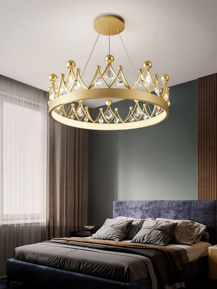 Simple bedroom lamp children's room living room light luxury crown crystal chandelier
Simple bedroom lamp children's room living room light luxury crown crystal chandelier