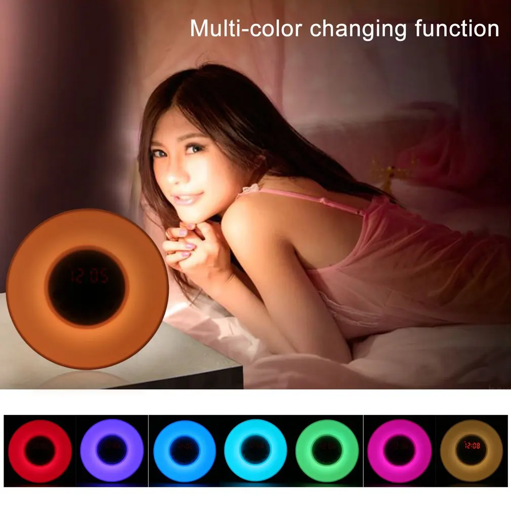 Modern Digital Color Changing Wake-Up Light Sunrise Alarm Clock Touch Display LED FM Radio Bedside Table Night Lamp UK Plug
Modern Digital Color Changing Wake-Up Light Sunrise Alarm Clock Touch Display LED FM Radio Bedside Table Night Lamp UK Plug