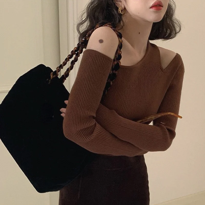 2023 Slim Fit Wild Off Shoulder Irregular Knitwear Pullover Long Sleeve Black Sweater Women Jumper Sueter Mujer Jersey Tops Shir
2023 Slim Fit Wild Off Shoulder Irregular Knitwear Pullover Long Sleeve Black Sweater Women Jumper Sueter Mujer Jersey Tops Shir