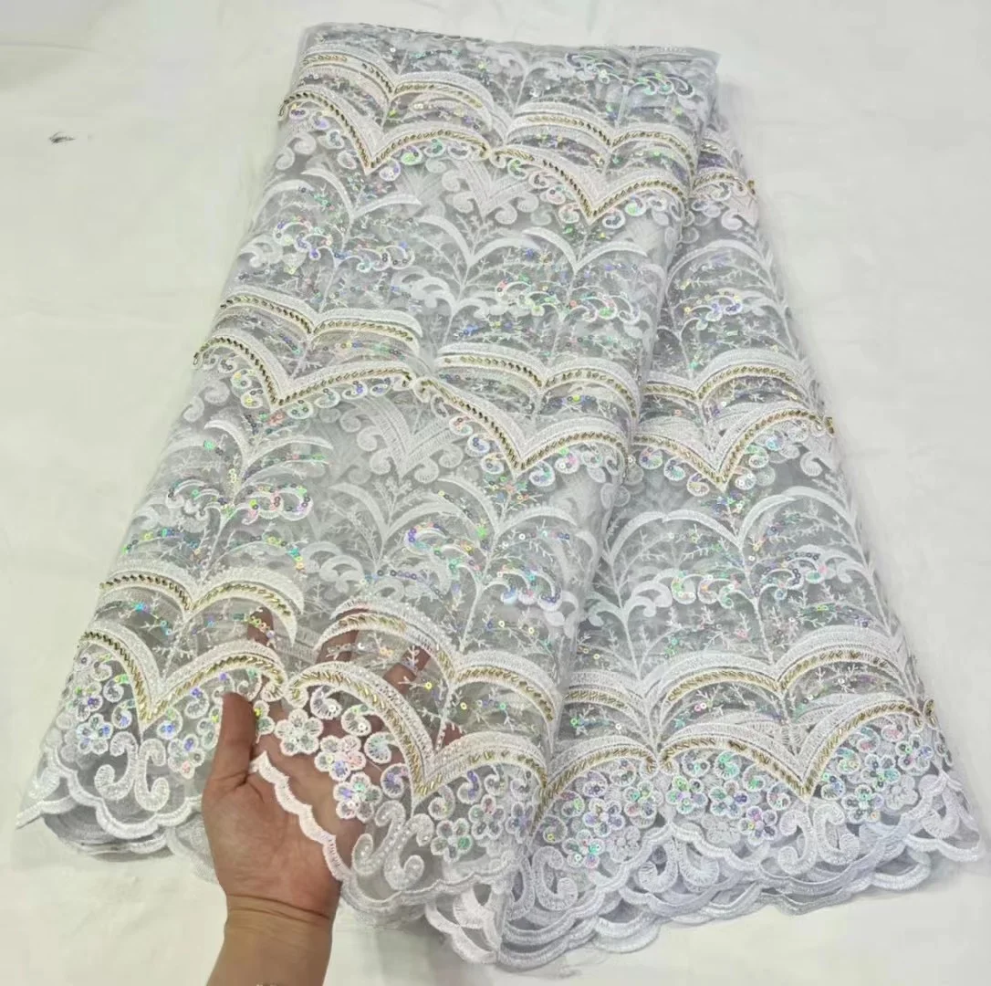 White African Lace Fabric 2022 High Quality Sequins beades Lace French Nigerian Net Lace Tulle Mesh Fabrics for Wedding Sewing
White African Lace Fabric 2022 High Quality Sequins beades Lace French Nigerian Net Lace Tulle Mesh Fabrics for Wedding Sewing
