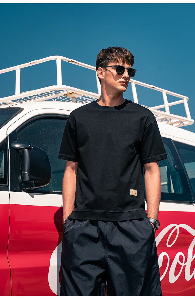7287 Back stitching design Men's European and American street half-sleeved short-sleeved T-shirt
7287 Back stitching design Men's European and American street half-sleeved short-sleeved T-shirt