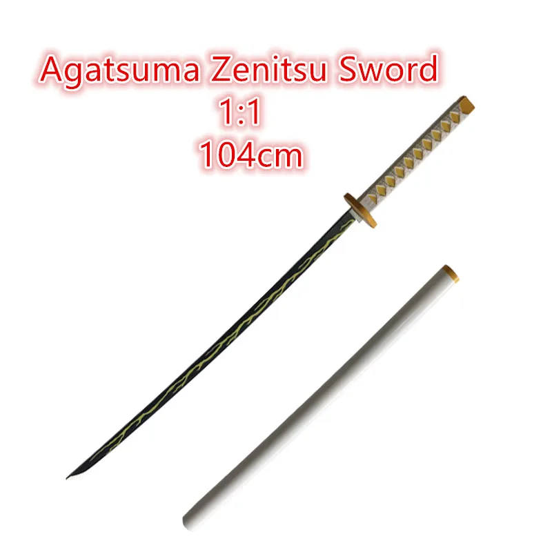 Оружие для убийцы демонов Agatsuma Zenitsu Thunder Sowrd 1:1 Kimetsu no Yaiba меч Косплей ниндзя нож 104