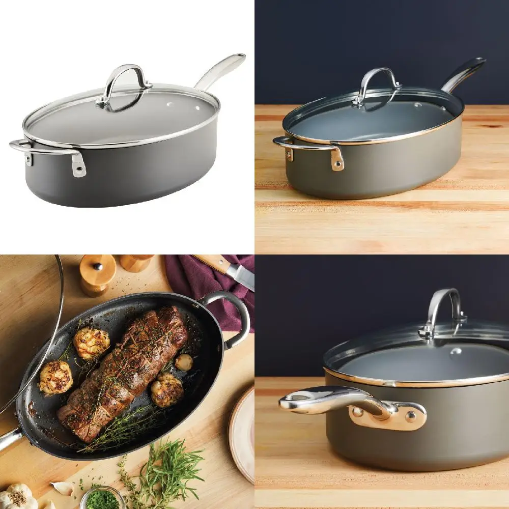 ovrite Dishes" Deluxe Nonstick Anodized Gray 5-Quart Sauté Pan with Perfectly Helper Handle and Lid - Ideal for Cooking, Servin
ovrite Dishes" Deluxe Nonstick Anodized Gray 5-Quart Sauté Pan with Perfectly Helper Handle and Lid - Ideal for Cooking, Servin