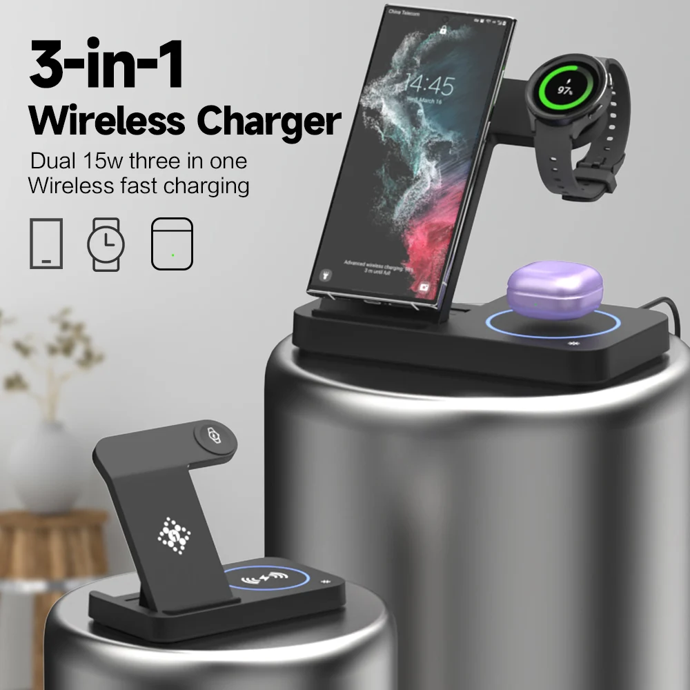 3 in 1 Wireless Charger Stand for Samsung Galaxy S23 S22 21 Ultra S20 30W Fast Charging Dock Station Watch 6 /5 Holder Buds2 Pro
3 in 1 Wireless Charger Stand for Samsung Galaxy S23 S22 21 Ultra S20 30W Fast Charging Dock Station Watch 6 /5 Holder Buds2 Pro