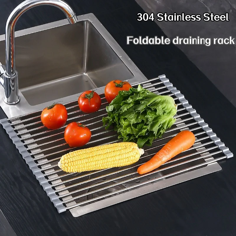 Foldable Stainless Steel Drainage Roll-up Kitchen Sink Drainage Dish Rack Antimildew Silicone Shelf Bowl Tableware Plate Storage
Foldable Stainless Steel Drainage Roll-up Kitchen Sink Drainage Dish Rack Antimildew Silicone Shelf Bowl Tableware Plate Storage