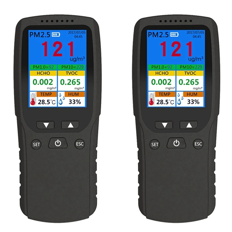 2X 9 в 1 монитор качества воздуха комнатный наружный PM2.5, PM1.0, PM10, HCHO, детектор тестер температуры и влажности Датчик
2X 9 в 1 монитор качества воздуха комнатный наружный PM2.5, PM1.0, PM10, HCHO, детектор тестер температуры и влажности Датчик