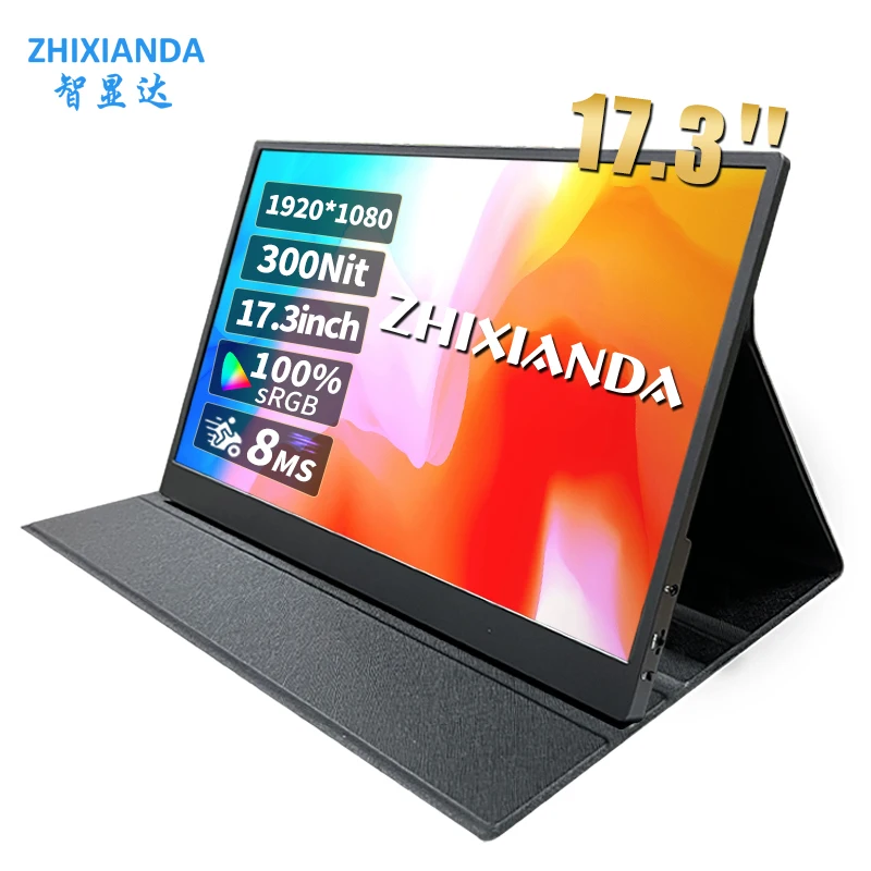 

ZHIXIANDA 17.3 Inch 1080P Portable Gaming Monitor TFT Computer External Second Screen Type-C Mini-HDMI for PC MAC Xbox PS4 5