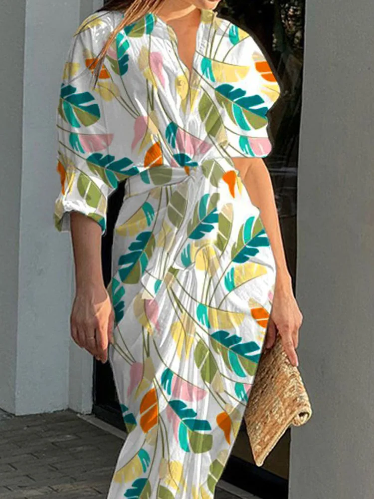 2022 Summer New Printed Women's Dress Lapel Long Sleeve High Waist Single Breasted Mid Length Shirt Dresses Ladies Beach Casual
2022 Summer New Printed Women's Dress Lapel Long Sleeve High Waist Single Breasted Mid Length Shirt Dresses Ladies Beach Casual