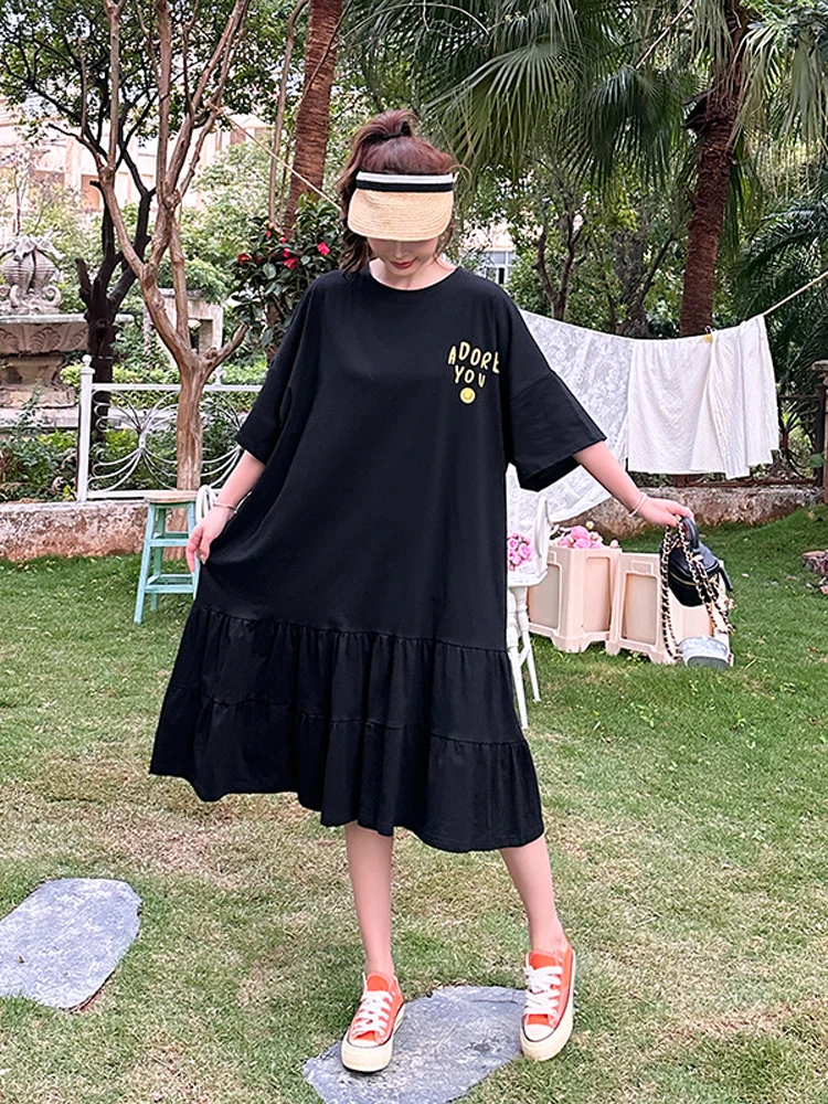 2023 Summer Korean Fashion Oversize Woman Dress Vestidos Casual Loose Plus Size Letter Print Black Long Dresses For Women
2023 Summer Korean Fashion Oversize Woman Dress Vestidos Casual Loose Plus Size Letter Print Black Long Dresses For Women