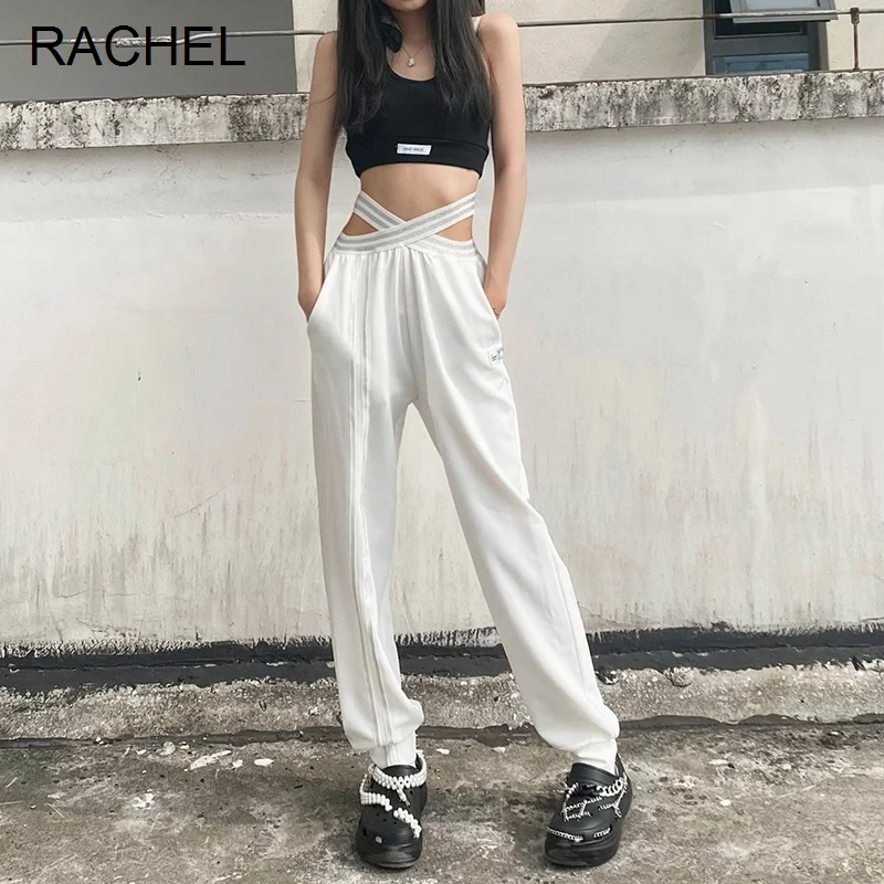 Женские леггинсы с высокой талией, Длинные повседневные брюки с вырезами, Рейчел-е 
Женские леггинсы с высокой талией, Длинные повседневные брюки с вырезами, Рейчел-е