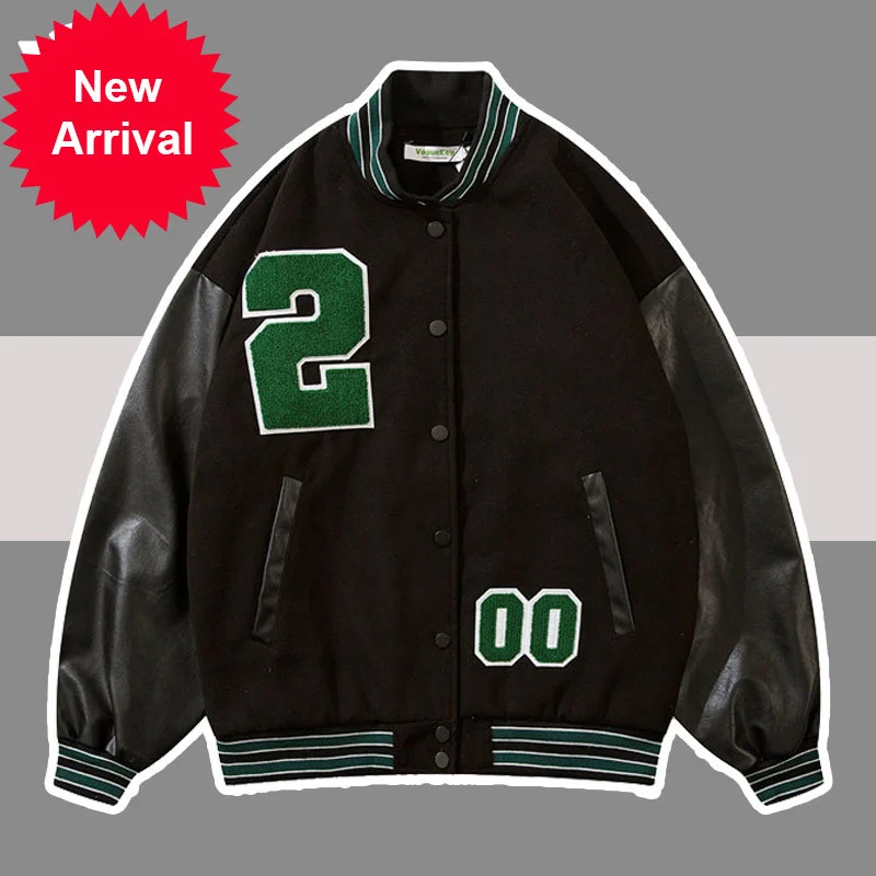 Jacket Letter Embroidery Baseball Hip Hop PU Leather Patchwork Varsity Bomber Jackets Unisex Oversized Streetwear College Coats
Jacket Letter Embroidery Baseball Hip Hop PU Leather Patchwork Varsity Bomber Jackets Unisex Oversized Streetwear College Coats
