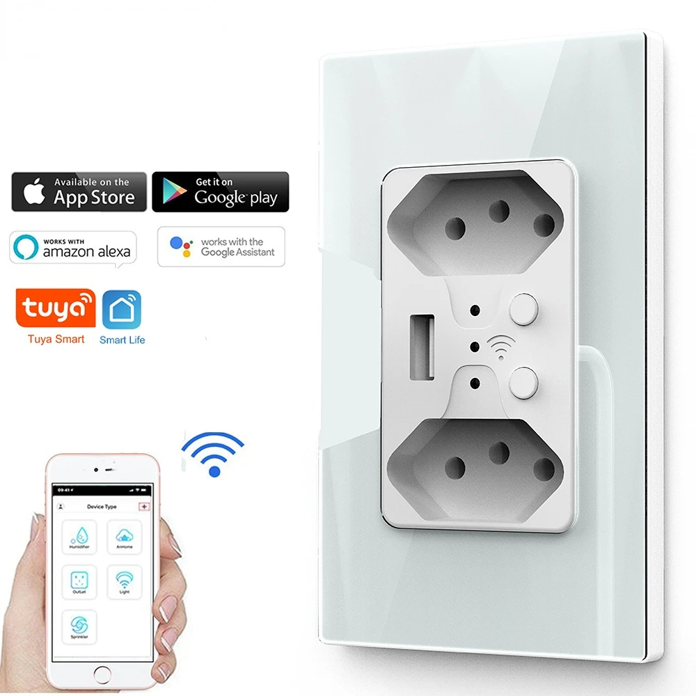 Умная бразильская настенная розетка Tomada с Wi-Fi, электрические розетки USB, пластиковая стеклянная панель с дистанционным управлением от Tuya Alexa...
Умная бразильская настенная розетка Tomada с Wi-Fi, электрические розетки USB, пластиковая стеклянная панель с дистанционным управлением от Tuya Alexa...