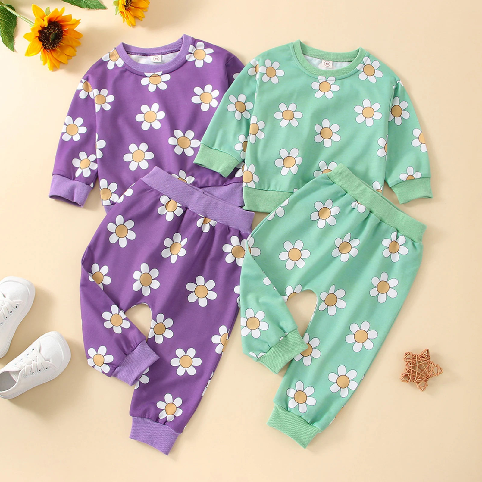 TR New Autumn Toddler Baby Girls Outfits Long Sleeve Pullover Flower Pattern Tops Matching Elastic Waist Pants Spring Clothes
TR New Autumn Toddler Baby Girls Outfits Long Sleeve Pullover Flower Pattern Tops Matching Elastic Waist Pants Spring Clothes